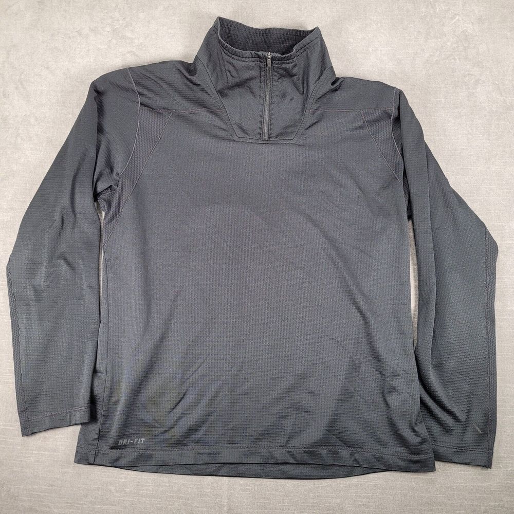 Nike Dri-Fit Mock Neck 1/4 Zip Black Pull Over Golf Sweatshirt Mens Size Large‎